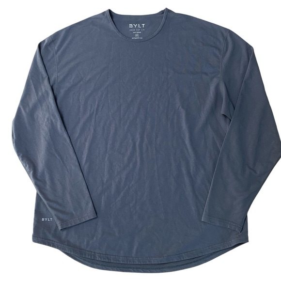BYLT Charcoal Gray Drop Cut Long Sleeve Crewneck Signature Shirt Size XXL - Picture 1 of 8